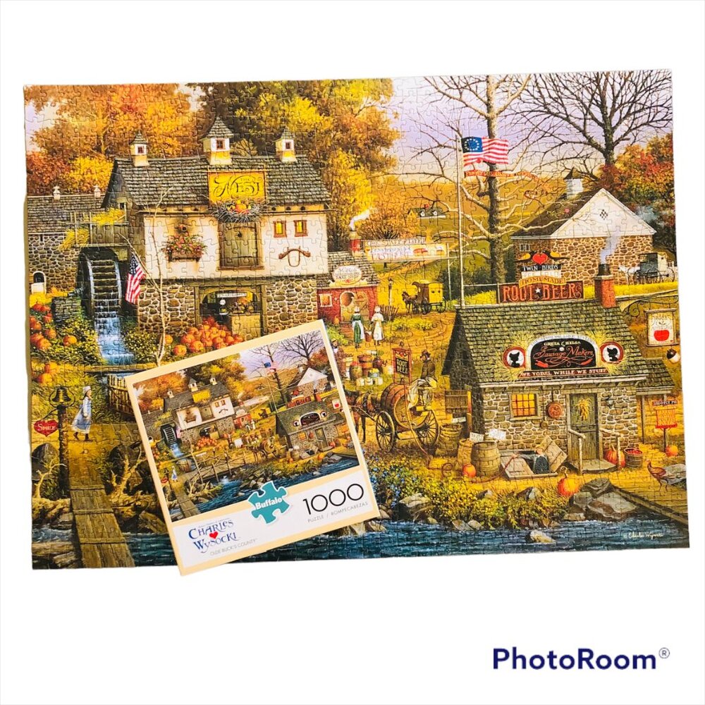 COMPLETE Charles Wysocki Olde Bucks County 1000 Piece Puzzle Farm Cottagecore